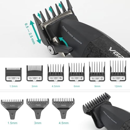 VGR 640 Professional Hair Clippers for Men with Clipper Trimmer Set, Red - color: Red