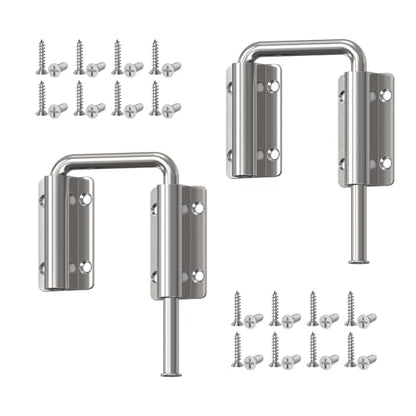 Upgraded Sliding Door Loop Lock, Gate Latches, Silver-2PCS - color: Silver-2PCS