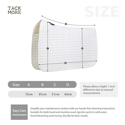 Tackmore All-Purpose Square Quilted Western Saddle Pad, Horse Saddle Pad - color: White