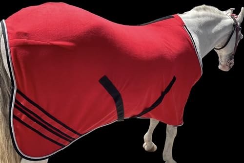 Majestic Ally Anti Pill Fleece Horse Blanket/Sheet with Silver Braided Rope (Red, 76) - color: Red, size: 76