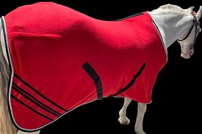 Majestic Ally Anti Pill Fleece Horse Blanket/Sheet with Silver Braided Rope (Red, 76) - color: Red, size: 76