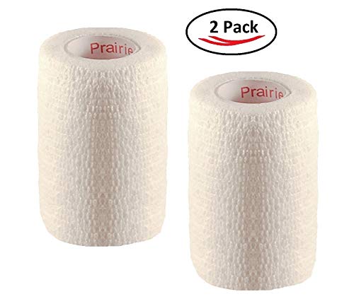 Vet Tape (White) (2 Pack) (3 Inch x 15 feet) Self Adhesive Adherent Adhering Cohesive Flex Self Stick Bandage Grip Roll Dog Cat Pet Horse - color: White, size: 2 Rolls