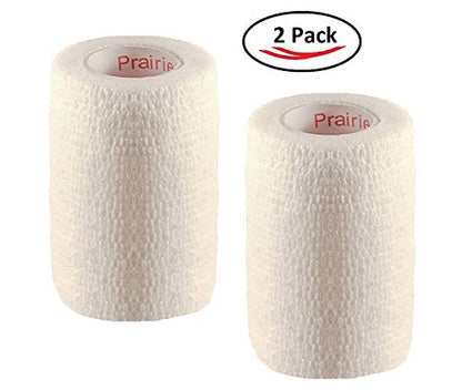 Vet Tape (White) (2 Pack) (3 Inch x 15 feet) Self Adhesive Adherent Adhering Cohesive Flex Self Stick Bandage Grip Roll Dog Cat Pet Horse - color: White, size: 2 Rolls