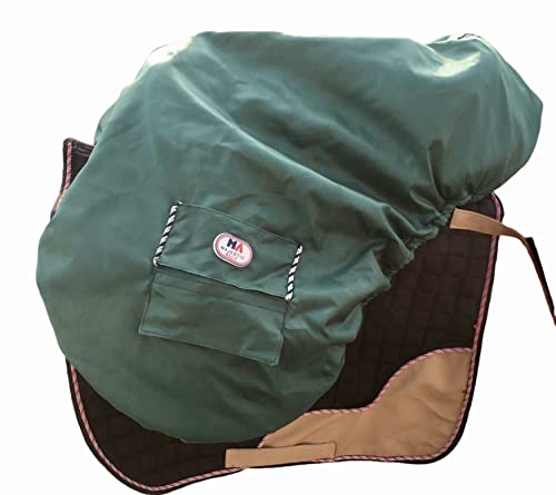 Majestic Ally Nylon Waterproof Fleece Lined Ride On English Saddle Cover-Multiple Color (Hunter Green) - color: Hunter Green