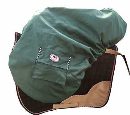 Majestic Ally Nylon Waterproof Fleece Lined Ride On English Saddle Cover-Multiple Color (Hunter Green) - color: Hunter Green