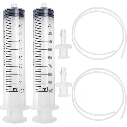 2pcs 100ml Plastic Syringes with 2pcs 47in Flexible Tubing and Luer Tips