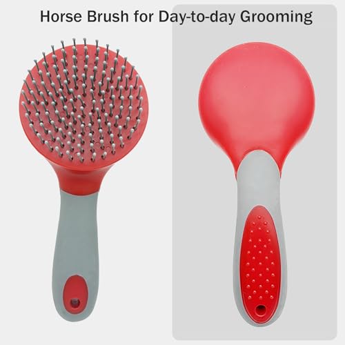 Horse Mane & Tail Combs Horse Brushes Shedding Brush Grooming Tool for Equine Long Haired Dogs (Red) - color: Red
