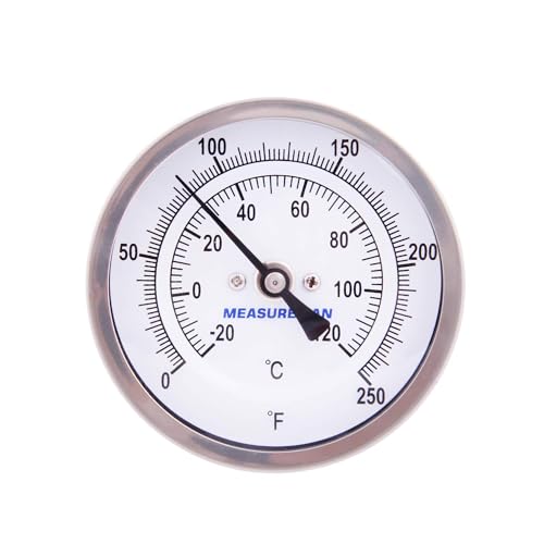 MEASUREMAN Fully Stainless Steel Pot, Kettle, Brewing Bimetal Thermometer, 3" Dial, 2-1/2" Stem, 0-250 deg F/-20-120 deg C, -1% Accuracy, Adjustable, 1/2" NPT Back Mount （2 Pack） - size: 3" Dial, 2-1/2" Stem, 0-250 deg F/-20-120 deg C, style: 2-1/2" Stem
