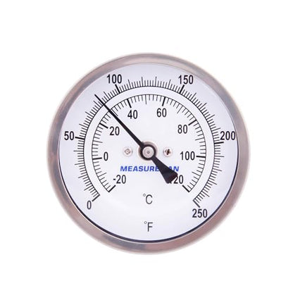 MEASUREMAN Fully Stainless Steel Pot, Kettle, Brewing Bimetal Thermometer, 3" Dial, 2-1/2" Stem, 0-250 deg F/-20-120 deg C, -1% Accuracy, Adjustable, 1/2" NPT Back Mount （2 Pack） - size: 3" Dial, 2-1/2" Stem, 0-250 deg F/-20-120 deg C, style: 2-1/2" Stem