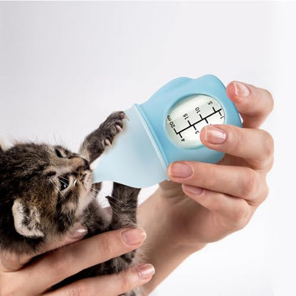 Ergonomic Pet Nursing Bottle,Puppy Bottles for Nursing Puppy Milk - 20ml Slow Flow Kitten Bottle Feeding kit for Newborn Kittens/Puppies/Small Animals, Easy-Clean Silicone Feeder (‌Blue‌) - color: ‌Carolina Blue‌