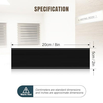 Lenink 6 Pack Name Plate Holder, Office Door Name Plate Holder Adhesive Wall Mount for Meeting Room, Business Department, Warning Area 8” X 2” (Black) - color: Black