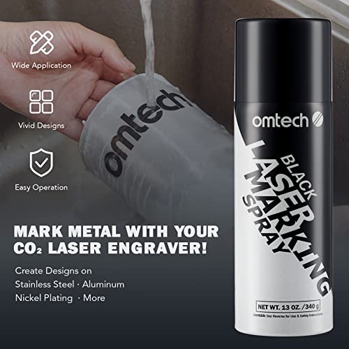 OMTech Laser Marking Spray, 3pcs 13oz, Black Marking for CO2 Laser on Metal - color: 13 OZ -- Black, size: 3 Pcs