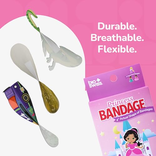 BioSwiss Bandages, Princess Shaped Self Adhesive Bandage Set, Latex Free, Sterile Wound Care, 24 Count - color: Princess, size: 24-Count Box