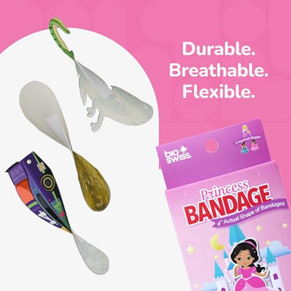 BioSwiss Bandages, Princess Shaped Self Adhesive Bandage Set, Latex Free, Sterile Wound Care, 24 Count - color: Princess, size: 24-Count Box