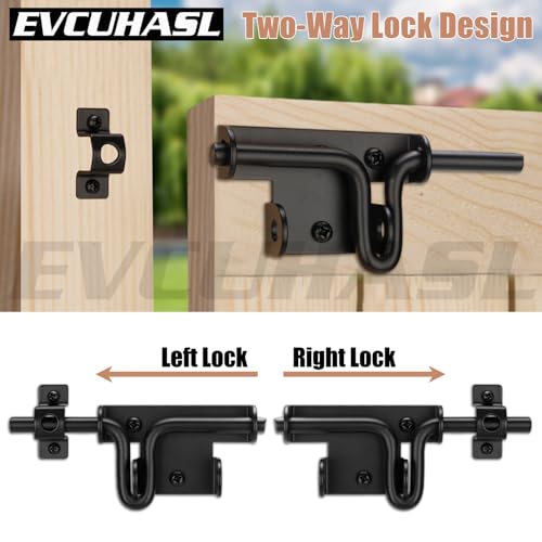 Slide Bolt Gate Latch with Padlock Hole, Heavy Duty Sliding Bolt Door Lock Hardware for Wooden Fence, Shed Gates, Barn Doors, Backyard Gate, Bolt Latch with Black Finish, 1 Pack