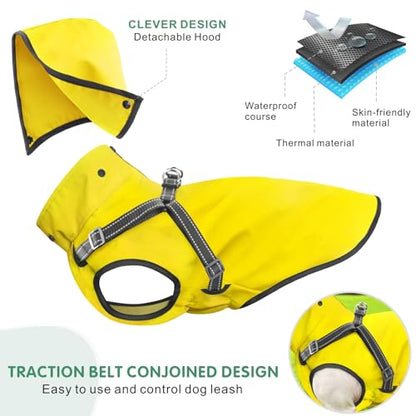 Dog Raincoat Waterproof Hoodie Reflective Dog Raincoat Hooded Adjustable Rain Jacket for Small Medium Large Dogs Puppies Doggie (Yellow, XL) - color: Yellow, size: XL