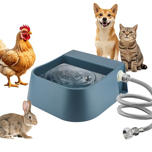 Dog Water Bowl Dispenser, Automatic Water Dispenser for Dogs with 3/4'' Hose, Auto-Fill Cat Water Fountain, Pet Water Dish for Outside Animals, Chickens Rabbits, 2L