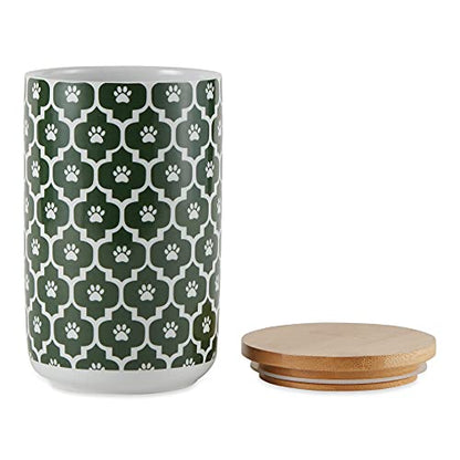 Bone Dry Lattice Collection Pet Bowl & Canister, Treat Canister, 4x6.5 inches, Hunter Green - color: Hunter Green, size: Treat Canister, 4 x 6.5 in (Pack of 1)