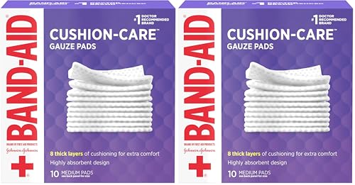 Band-Aid Brand Cushion Care Non-Stick Gauze Pads, Individually-Wrapped, Medium, 3 in x 3 in, 10 ct (Pack of 2) - size: 3x3 Inch 25ct (Pack of 20)