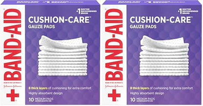 Band-Aid Brand Cushion Care Non-Stick Gauze Pads, Individually-Wrapped, Medium, 3 in x 3 in, 10 ct (Pack of 2) - size: 3x3 Inch 25ct (Pack of 20)