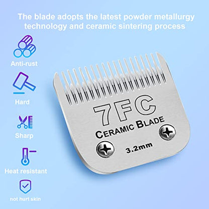 7FC Detachable Dog Blades Compatible with Andis/Oster A5 Grooming - color: Silver, size: 7FC 3.2mm