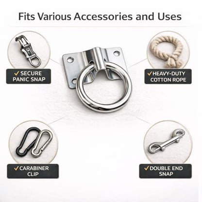 Horse Cross Tie Ring, 2 Pack Heavy Duty Block Tie Ring with Screws, Wall Mount Hitching Ring for Horse Stall, Barn, Stable, Hay Net, Bucket and Livestock Tie Down