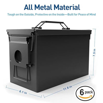 HARDROCK Metal Ammo Can, Ammo Box - color: Black, size: 50cal *6