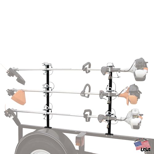 Buyers Products LT13 3-Position Lockable Trimmer Rack, Black Steel | Lockable 3-Position Steel Rack Helps Keep Trimmers Secure, Organized, And Ready To Work On Busy Landscape Trailer Routes - size: 3-Position