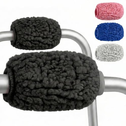 Vive Premium Walker Handle Cushions - Extra Soft Faux-Sheepskin Padded - color: Black