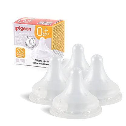 Pigeon Silicone Nipple (SS) with Latch-On Line, 0+ Months, 4 Count - color: 0m+, SS, 4 counts