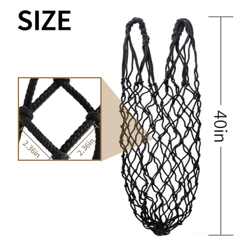 2 pcs 40" Hay Net for Horses, Made from Durable Nylon Rop, Regulate Intake of Hay hence Improve Digestion,for Horses Goat Sheep Hanging Slow Feed Hay Bag (Black 2)
