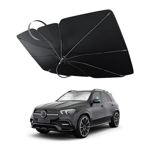 Car Windshield Sunshade Umbrella, 55"×30" Auto Front Window Sun Shade Cover with 360° Bendable Handle, Foldable Vehicle Windshield Sunshade Umbrella for Sun & UV Protection (L) - color: L