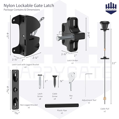 Key Lockable Two Sided Gate Latch for Wooden Fence with Pull Cord