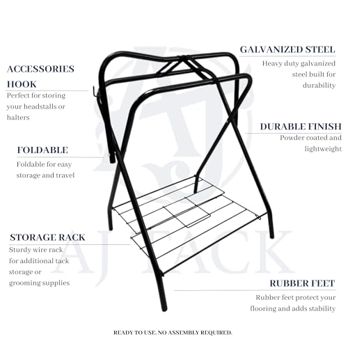 AJ Tack Freestanding Saddle Rack with Western Saddle Cover