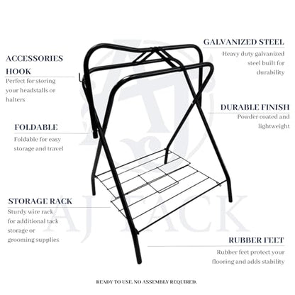 AJ Tack Freestanding Saddle Rack with Western Saddle Cover