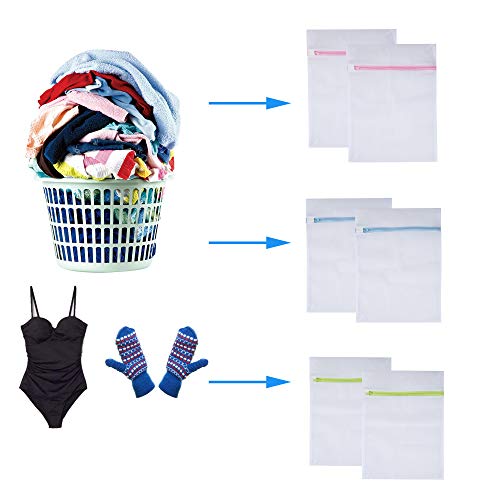Mesh Laundry Bags 6pcs 16*12 Inch Laundry Wash Bag Colorful Zipper (Medium) - color: Blue, Green, Pink, size: Medium