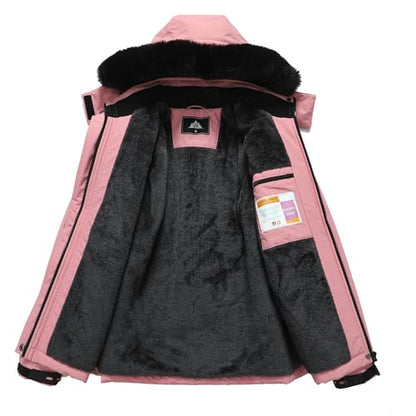 MOERDENG Women's Warm Winter Coat Insulated Snowboarding Jacket - color: Pink, size: Medium