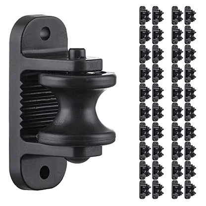 QMARK 40 Pack Electric Fence Wood Post Roller Insulators, Corner Insulators Black