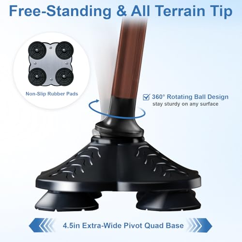 KingPavonini Walking Cane for Men Women Stability, Self Standing - color: Walnut