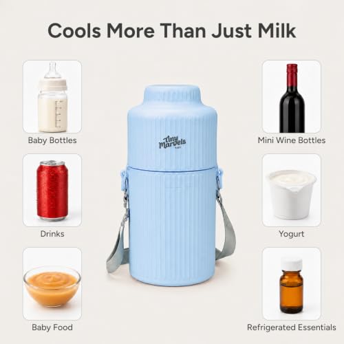 Portable Breast Milk Cooler 22oz Large Capacity with 2 Bottles for Outdoor - color: Blue