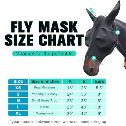 3D Stretch Mesh Horse Fly Mask with Ears (Black, COB) - color: Black, size: COB
