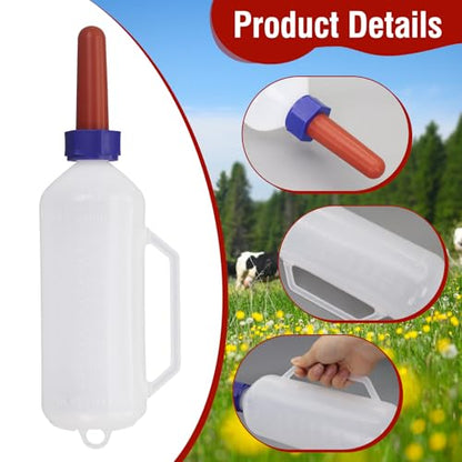 1L Calf Milk Feeder Bottle with 2 Replacement Nipples Handle Hanging Bottle