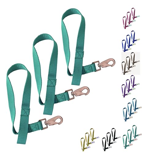 Majestic Ally Pack of 3 Horse Bucket Strap Hangers – Practical and Easy Design for Indoor or Outdoor Use -Set of 3,-1"x22" - color: Turquoise Blue