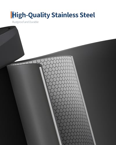 Garvee 21 gal / 80 L Metal Trash Can with Lid, Large Garbage Can for Kitchen, Rustproof Step-on Kitchen Metal Trash Bin with Liner Rim, Rear Handle, Soft Close Plastic Lid, Black - color: Black, size: 21.1 Gallons