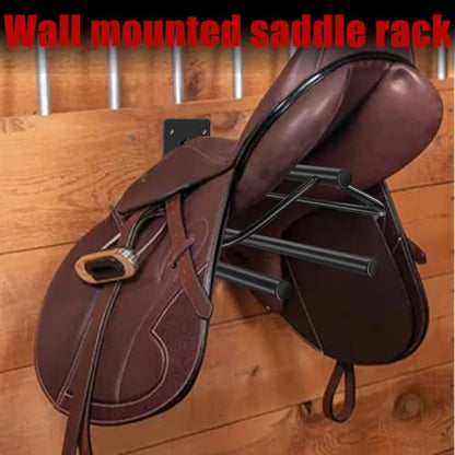 23.8" L x12.6 W x10.2 H Saddle Rack with Double Pad Bar Heavy Duty Wall Mounted Saddle Rack Suitable for English and Western Saddles Horse Stall Barn Trailer Tack Room Black - color: Two Bar-1PC