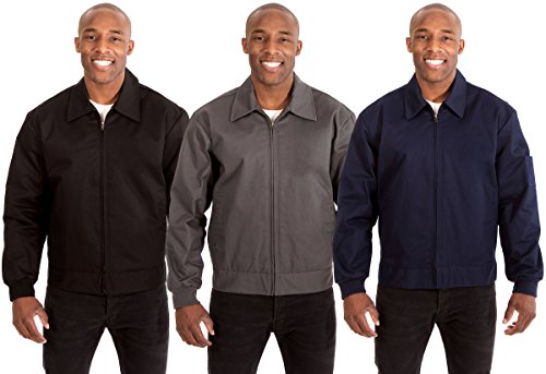 JH DESIGN GROUP Men's Mechanics Jacket a Zip Up Work Coat with Quilted Lining in Navy Blue & Charcoal Grey - color: Charcoal, size: Medium