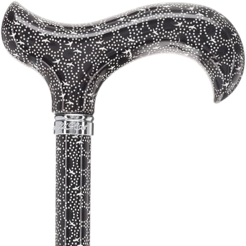 Royal RC Canes Walking Sticks for Men and Women - Stylish Designer Fashionable Adjustable Derby Canes - Lightweight Aluminum Cool Walking Sticks with HD Patterns - color: Back / White
