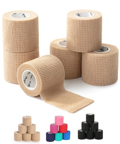 Mr. Pen- Self Adhesive Bandage Wrap, 2" x 5 Yards, 6 Pack - color: Skin Color, size: 2" x 5 Yards, 6 Pack