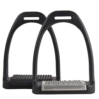 Dura-Tech Lightweight Polymer Stirrup Irons | Size 4 3/4 |Wider Foot Bed for Stability | Includes Rubber and Metal Grip Pads | Shock Absorbent | Ideal for Everyday Riding and Training