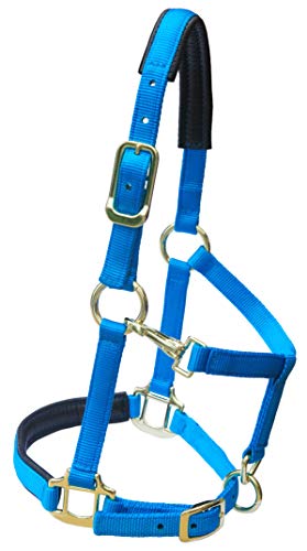 T TEKE Adjustable Horse Halters by Heavy Duty Soft Nylon, Padded with Anti-rubbing Waffle Neoprene on Both Crown & Nose - color: Blue, size: S Pony